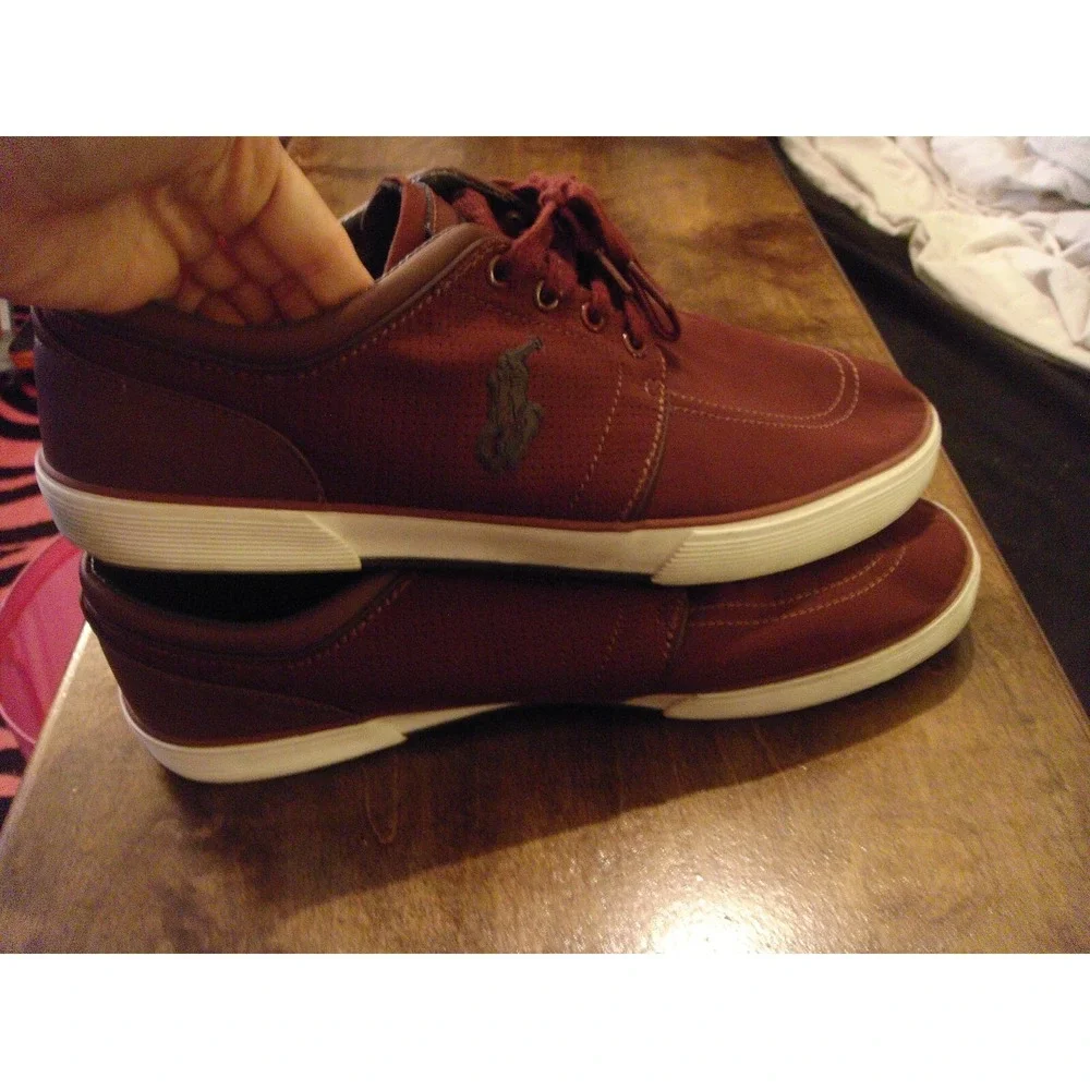 Mens Polo By ralph Lauren Faxon low 13D burgundy tie shoes